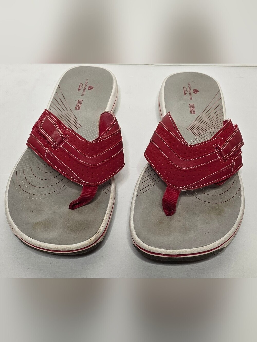 Clarks Cloudsteppers Womens Cushion Soft Flip Flops US Size 8 Red